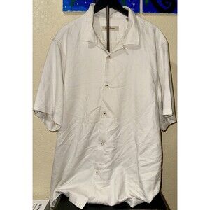 Tommy Bahama Shirt Men XXL Off White Textured Silk Stripe Hawaiian Airy Camp